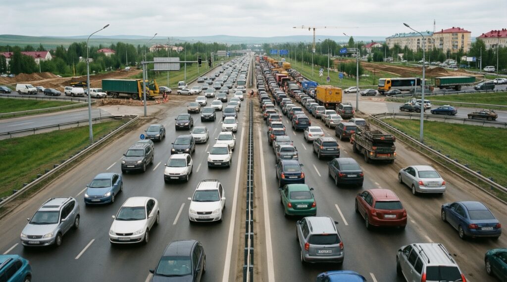 Ситуация на дорогах: пробки, аварии, перекрытия и ремонтные работы в Элисте и районах - иллюстрация